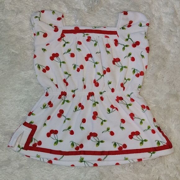 JANIE AND JACK CHERRY PRINT TERRYCLOTH SWIM COVER-UP DRESS, SIZE 6-12 MONTHS - Picture 8 of 8